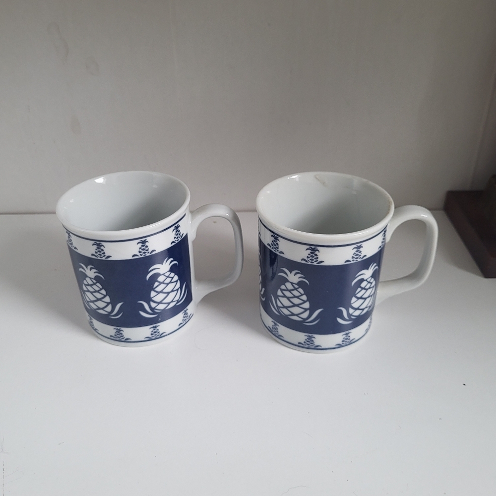 Curzon Blue and White Ceramic Mugs Set